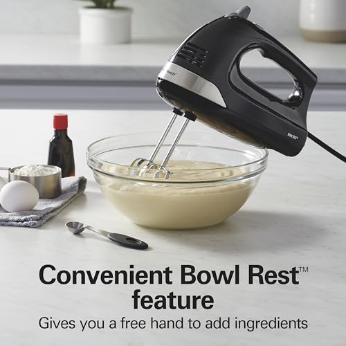 6 Speed Electric Hand Mixer With Easy Clean Beaters (Black / Powerful 275 Watt Motor)