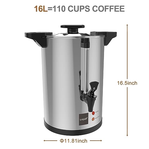 Commercial Stainless Steel Coffee Urn 110 Cup 16L Coffee Maker (16L)