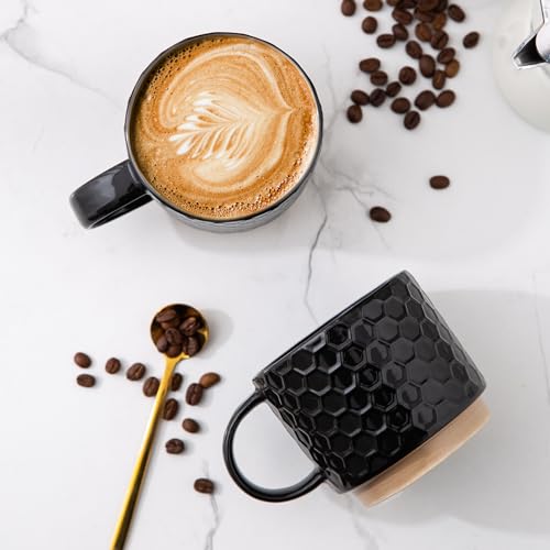 12 OZ Stackable Coffee Mugs Set of 4 (Black / 12oz (With Stand))