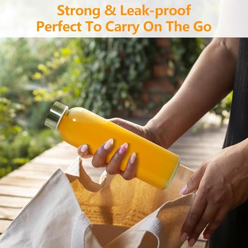 18 oz Clear Glass Water Bottles with Gold Lids