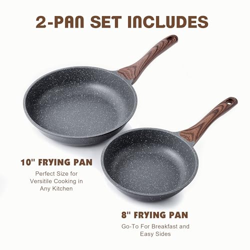 Nonstick Frying Pans (Gray / 8+10 Inch)