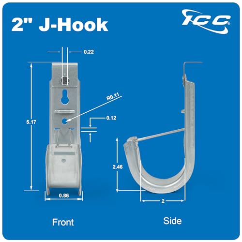 Ceiling Mount J Hook 2” with Retainer Clip (25 Count)