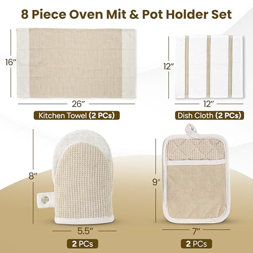 Pot Holders and Oven Mitts (02: Oven Mitts - Beige / Oven Mitt Set - 8 Pack)