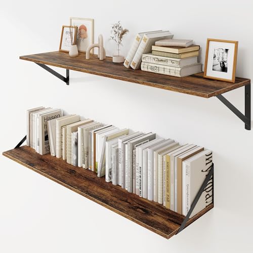 Deep Floating Shelves for Wall (Rustic Brown / 36 Inch)