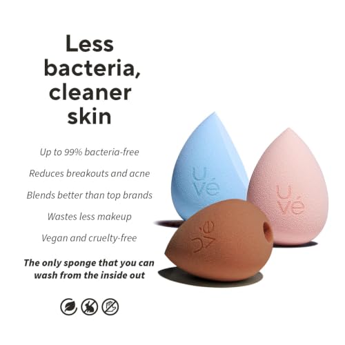 PURE Makeup Blender Sponge 3 (3 Count (Pack of 1) / Multi-Colored (1 Halo, 1 Teardrop, 1 Cut)