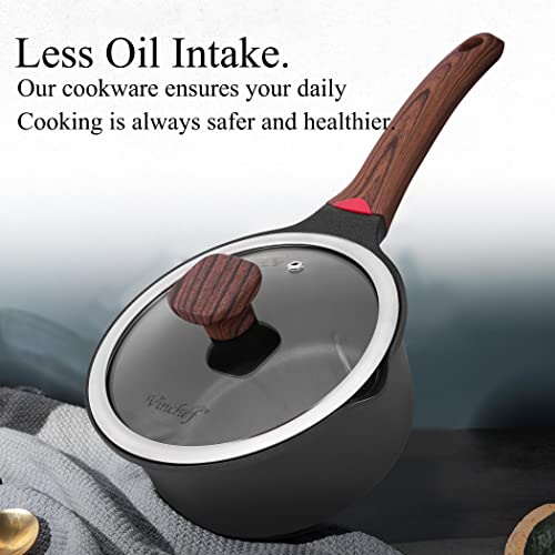 2QT Nonstick Sauce Pan with Lid (Black / 2 Quarts)