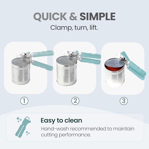 Manual Can Opener Heavy Duty Patented Stainless Steel (Mint / Comfy Grip)