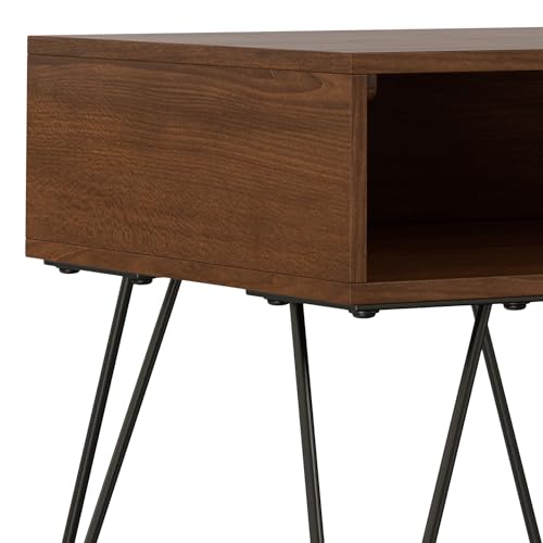 Hunter 22" Wide Metal Rectangular End Table in Walnut (End Table / 22 inch / Walnut Veneer)