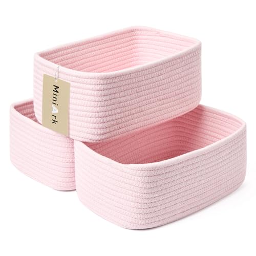 Small Storage Baskets for Organizing (3pcs-L11.5xW7.5xH4.7" / Light Pink)