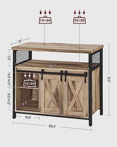 Buffet Cabinet (Without Power Outlet and Light / 13"D x 39.4"W x 31.5"H / Camel Brown + Ink Black)
