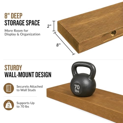 Rustic Floating Shelves 36 inch Long 8 inch deep Set of 2 (Gold Oak / 36'' x 8''x 2''(set of 2）)