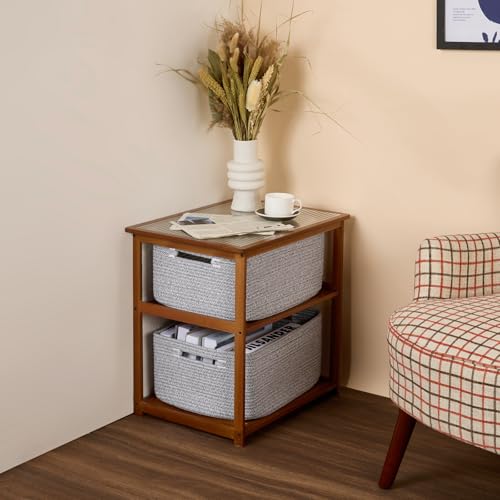 Large Storage Baskets for Shelves (3pcs-L17×W13×H7.5" / Mixed Grey)