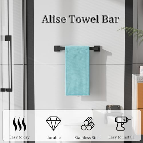 Towel Bar Towel Racks for Bathroom Wall Mount 16 Inch (Single 16 Inch / Matte Black)