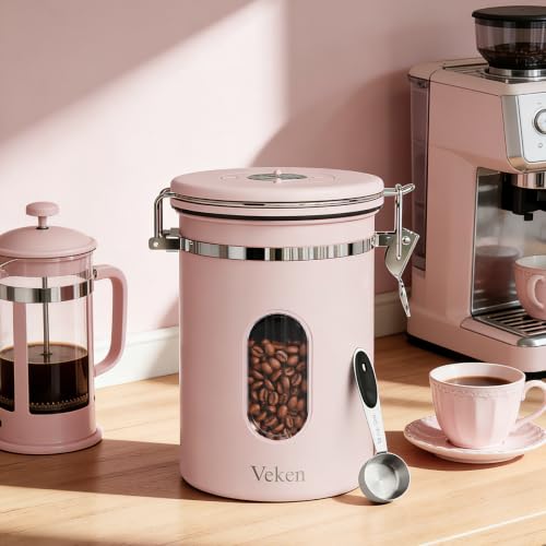 Coffee Canister with Window (Pink / 22 oz)