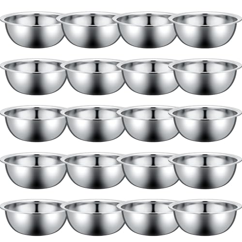 20 Pcs Stainless Steel Mixing Bowls Bulk (8.66 x 3 Inch)