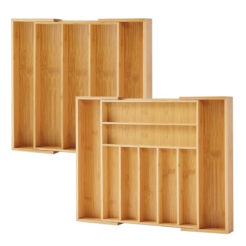 Bamboo Drawer Organizer (Natural / 7-9 Slot)