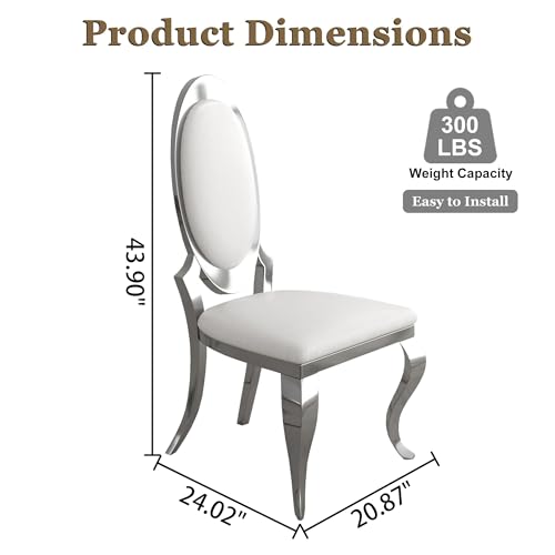 Modern Dining Chairs Set of 4 (White/Silver / Set of 4)