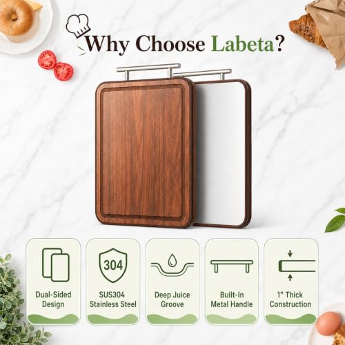 Double Sided Stainless Steel and Ebony Cutting Board (16.3"L x 11"W)