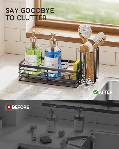 Sponge Holder for Kitchen Sink (Metallic Black / Medium)
