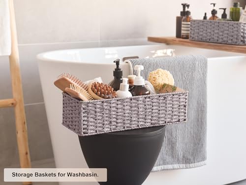 Bathroom Basket Organizer (Gray / 15 ¾"L x 6 ½"W x 4 ¼"H)