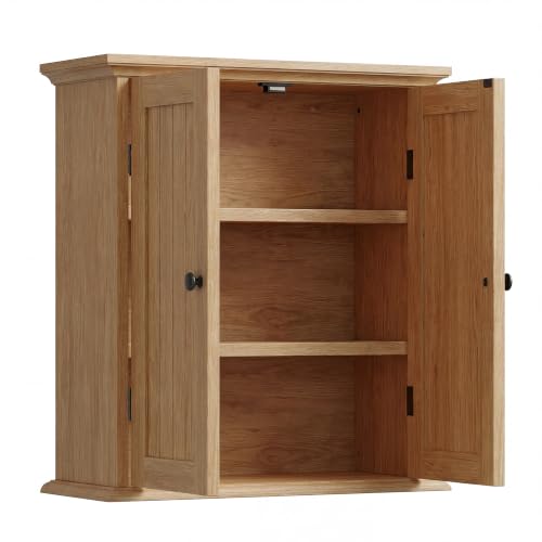 Bathroom Wall Cabinet with 2 Doors (Natural / 8.8"D x 21.1"W x 24"H)