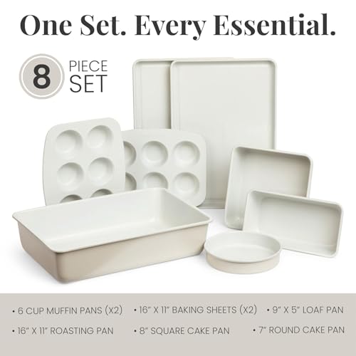 8 Piece Stackable Bakeware Set (French Gray)