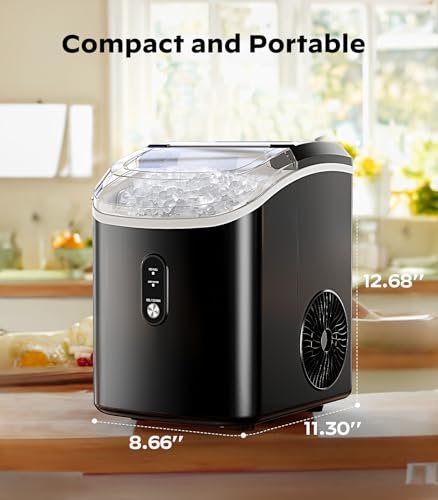 Nugget Ice Maker Countertop (Black-transparent / 36lbs)