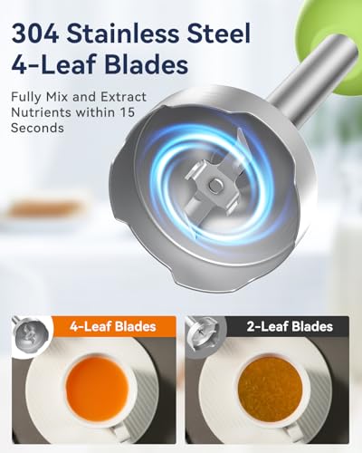 Immersion Blender Handheld 1000W 5 in 1 Corded Stick Hand Blender Kitchen with 12 Speed (Green)