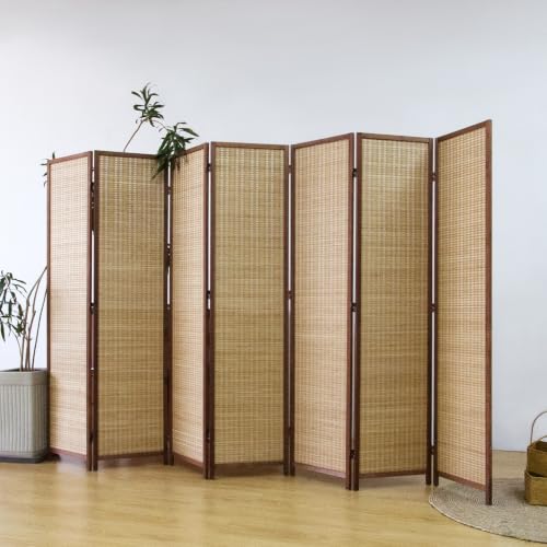 7 Panel Bamboo Room Divider Screen (Brown / 7 Panel)