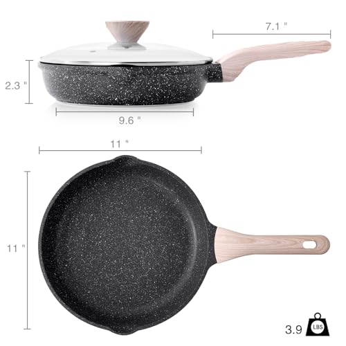 Non Stick Frying Pan Skillet with Lid (Classic Granite / 11 Inch)