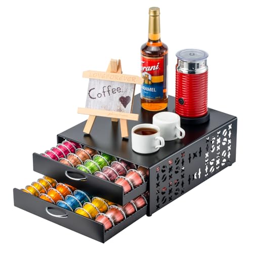 for Vertuo Pod Holder Coffee Pod Storage for Nespresso Pod Organizer Large Capacity Fits All Size Vertuo Pods 2 Tier Drawer (Standard Style)