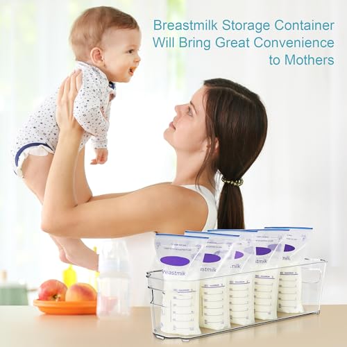 4Pcs Clear Breastmilk Storage Bags Container in Freezer Fridge