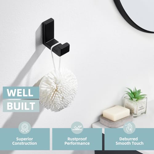 Towel Hook for Bathroom (1 Pack / Matte Black)