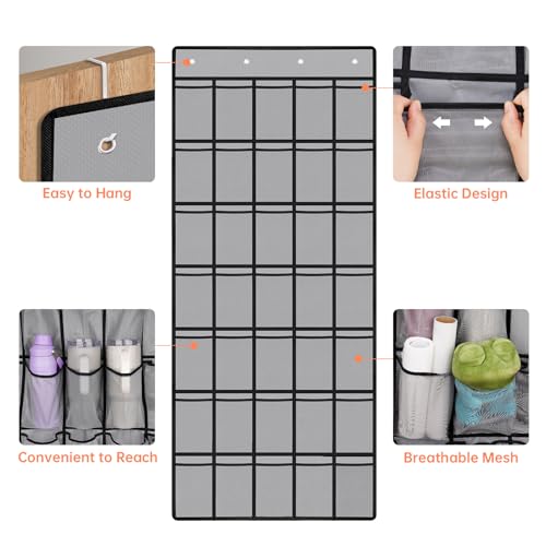 35 Pockets Door Hanging Cup Organizer Fit for Stanley Tumblers (67'' x 27.6'' / Gray)