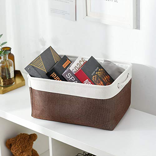 Large Storage Baskets for Shelves (White&Flaxen / Large (Pack of 3))