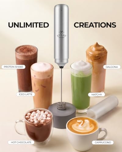 Rechargeable Milk Frother Handheld (Silver / Rechargeable Z1 Motor Max)