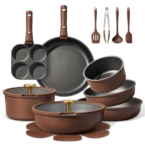 21pcs Pots and Pans Set (Brown)