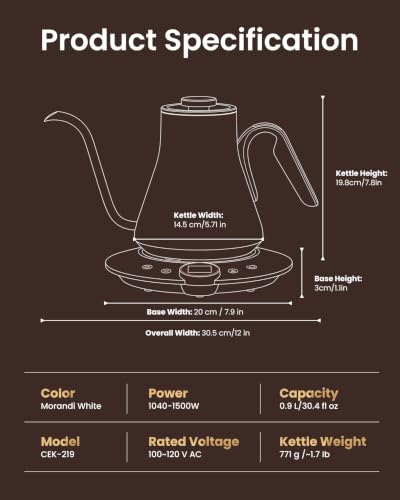 Gooseneck Electric Kettle (Morandi White)