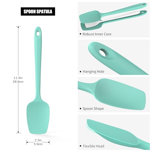 600°F Heat Resistant Silicone Large Spoon (11.4in (Spoon Spatula) / Aqua Sky)