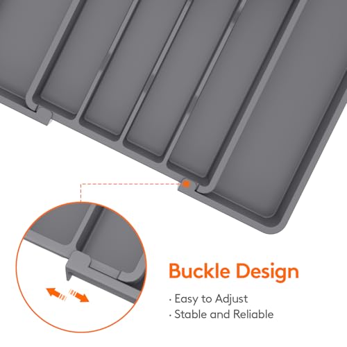 Expandable Silverware Drawer Organizer (Dark Gray / Medium Wide(8.5-14''W x 12''D))