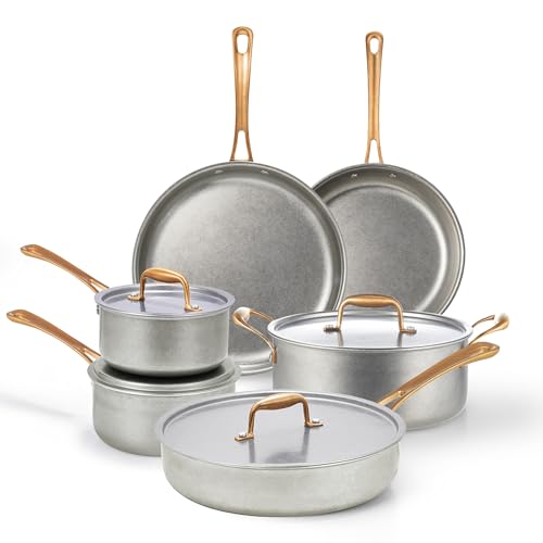 Vintage 10 Pcs Stainless Steel Pots and Pans Set Non Toxic (10 Piece)