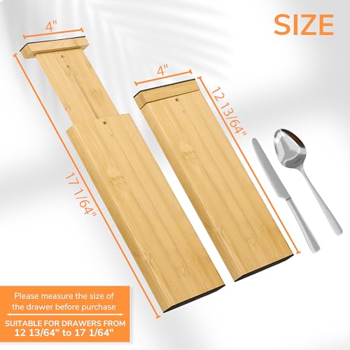 Bamboo Expandable Drawer Dividers (Natural / 4''H, 12.2''-17''L)