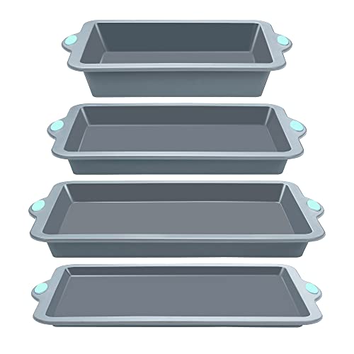 Silicone Baking Pans Set (4-Piece Baking Pans Set / Light Grey)