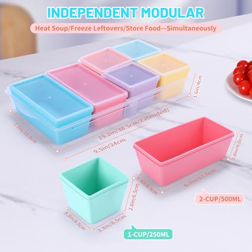 Silicone Freezer Molds with Lids (Pastel Rainbow / 4x 1-Cup & 2x 2-Cup)