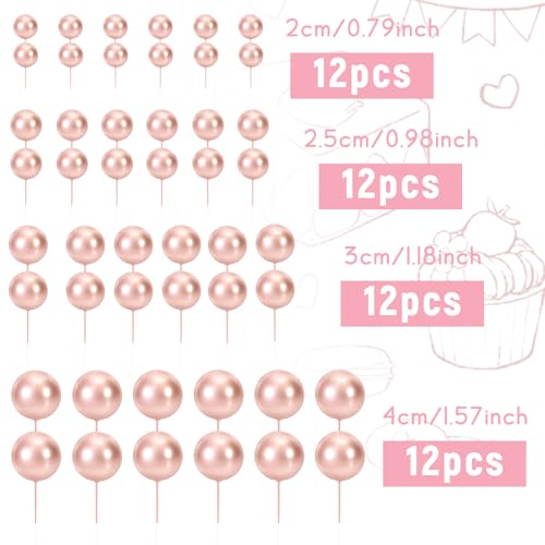 48 Pcs Balls Cake Topper Decorations Balloon Cupcake Toppers Foam Cake Topper Balls Cake Balls Decorations for Birthday Party Wedding Anniversary Cake Decorating (48 Count)
