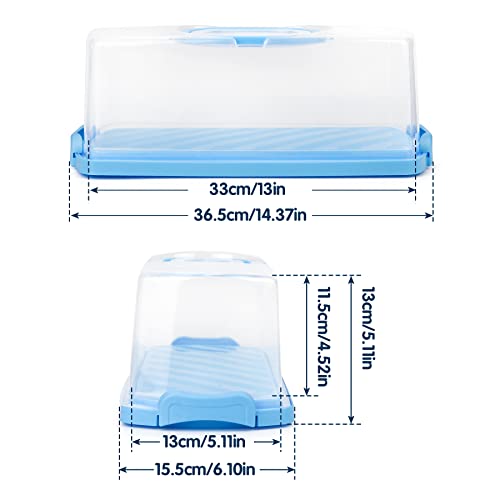 2 Pack Plastic Rectangular Bread Box with Clear Lid