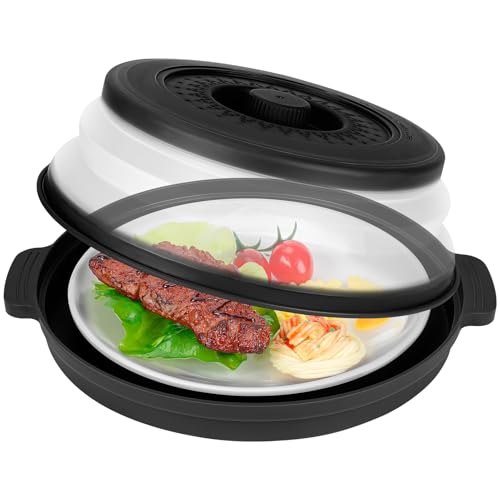 Microwave Splatter Cover for Food with Handle &Heat (Black)