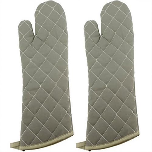 Extra Long 24 Inch Heat Resistant Oven Gloves New Cotton Oven Mitts Kitchen Gloves High Temperature Cooking Tool BBQ Gloves (Green / 24 Inch)