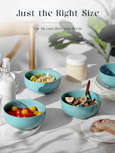 22 OZ Ceramic Soup Bowls & Cereal Bowls (22 OZ / Turquoise)