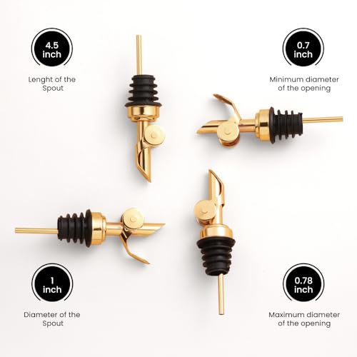 Liquor Pour Spout Made of Stainless Steel with Automatic Anti (Gold / Set of 4)
